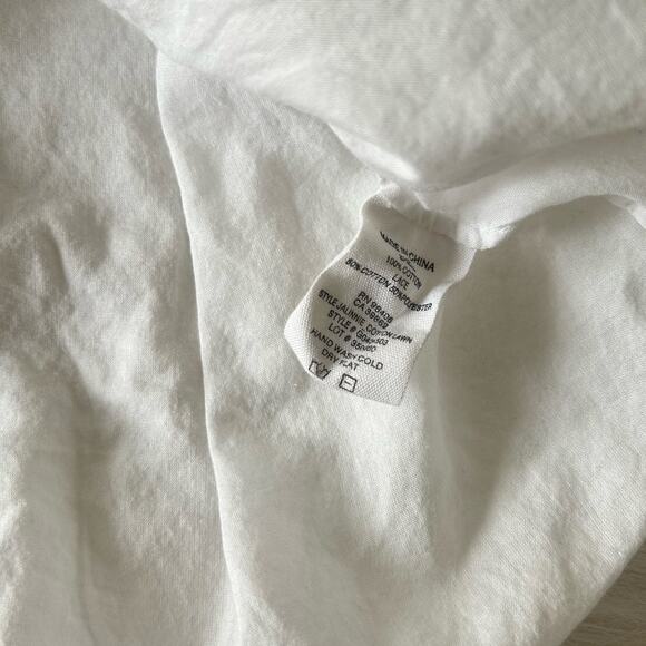 Theory White Black Cotton Lawn Jalinnie Popover Tunic V Neck Top Size Medium - Picture 13 of 14